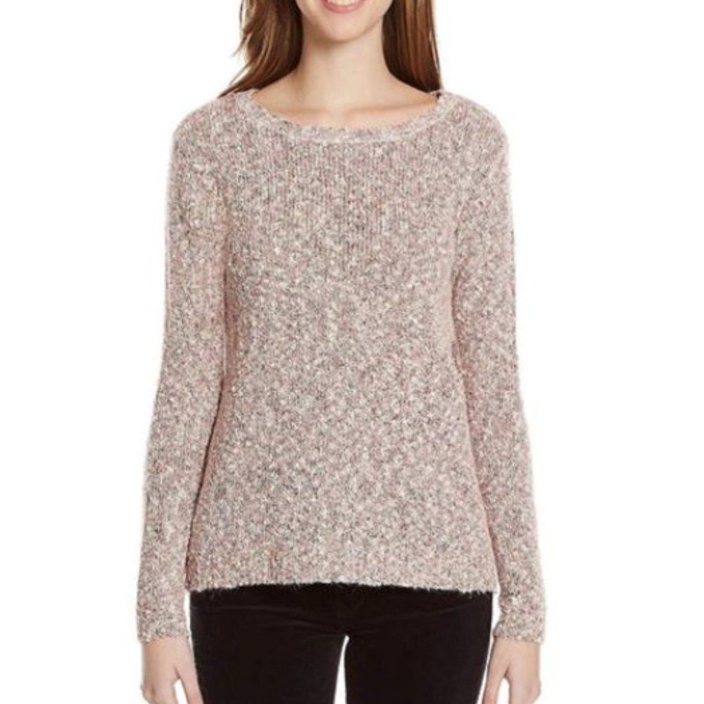 Cozy Marled Knit Sweater XXL Beige Gray Split Hem Buffalo David Bitton